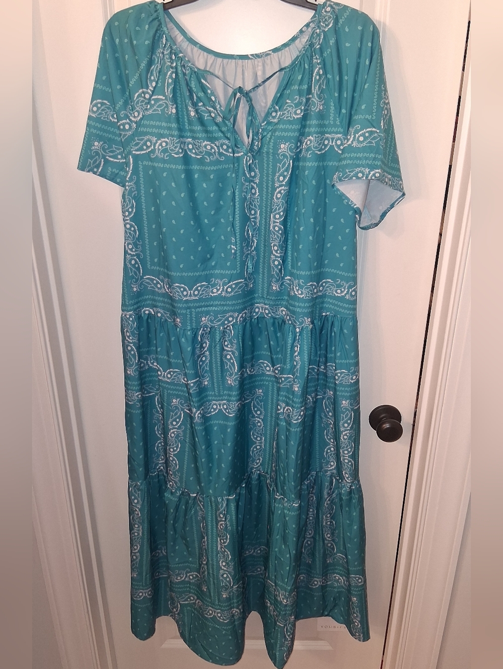 Teal Midi Sundress - Women's Boho Beach Dress - Picture 5 of 9